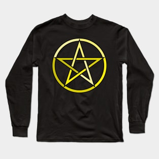 Yellow Pentagram Pentacle Long Sleeve T-Shirt